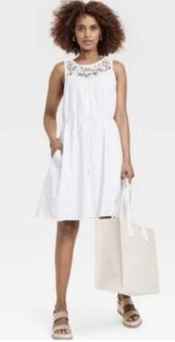 Knox Rose Sleeveless White Lace Front Dress Women's XS NEW
